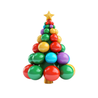 AI generated 3d cartoon christmas tree decoration png isolated on transparent background