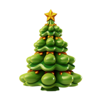 AI generated 3d cartoon christmas tree decoration png isolated on transparent background