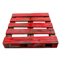AI generated Red painted wooden pallets isolated on transparent background png
