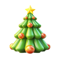 ai gegenereerd 3d tekenfilm Kerstmis boom decoratie PNG geïsoleerd Aan transparant achtergrond