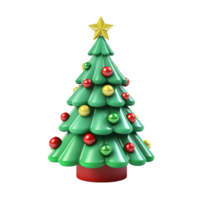 AI generated 3d cartoon christmas tree decoration png isolated on transparent background