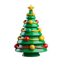 AI generated 3d cartoon christmas tree decoration png isolated on transparent background