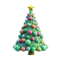 AI generated 3d cartoon christmas tree decoration png isolated on transparent background