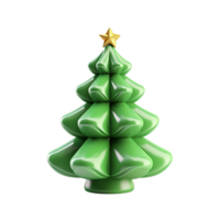 AI generated 3d cartoon christmas tree decoration png isolated on transparent background