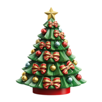 AI generated 3d cartoon christmas tree decoration png isolated on transparent background