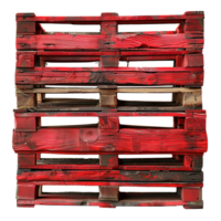 ai generato rosso dipinto di legno pallet isolato su trasparente sfondo png
