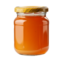 AI generated Fresh tasty apricot jam jar with a gold lid png isolated on transparent background