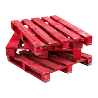 AI generated Red painted wooden pallets isolated on transparent background png
