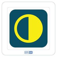 Contrast color flat icon with rectangular blue background. Yellow and blue circle icon on a white background vector