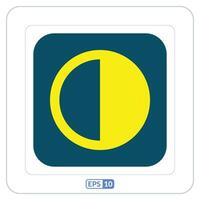 Contrast color flat icon with rectangular blue background. Yellow and blue circle icon on a white background vector