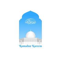 Ramadan kareem with al aqsa mosque in white background vector