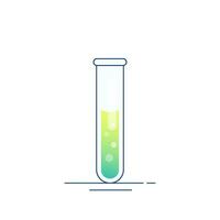 Glass chemical tube with reagent. Modern flat design for chemistry, biotechnology, biology vector