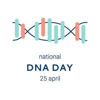 National DNA Day is April 25. Poster, banner with a picture of a DNA double helix and text. Flat vector illustration