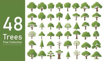 silhouette tree line drawing set, Side view, set of graphics trees elements outline symbol. silhouette tree line drawing set, Side view, icon set of graphics trees elements outline symbol. vector