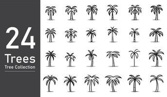 silhouette tree line drawing set, Side view, set of graphics trees elements outline symbol. silhouette tree line drawing set, Side view, icon set of graphics trees elements outline symbol. vector