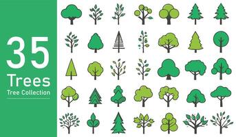 silhouette tree line drawing set, Side view, set of graphics trees elements outline symbol. silhouette tree line drawing set, Side view, icon set of graphics trees elements outline symbol. vector