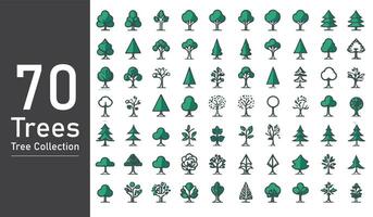 silueta árbol línea dibujo colocar, lado vista, conjunto de gráficos arboles elementos contorno símbolo. silueta árbol línea dibujo colocar, lado vista, icono conjunto de gráficos arboles elementos contorno símbolo. vector