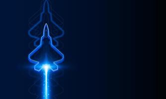 High speed concept. Fighter jet in the form of Arrow Light out technology background Hitech communication concept innovation background, vector design