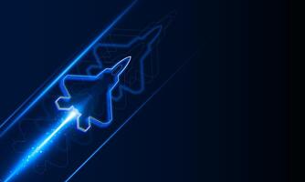 High speed concept. Fighter jet in the form of Arrow Light out technology background Hitech communication concept innovation background, vector design