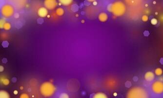 Abstract bokeh Light gold color with soft light purple background for wedding vector magic holiday poster design.