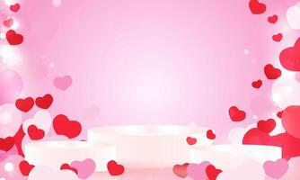 Happy Valentine's days heart of background with Blur Hearts. Stage Podium Scene with for vector poster design