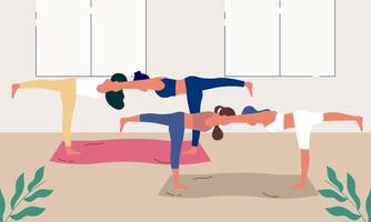 Aerobics class, training, sports activity illustration vector