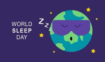 World sleep day. Cute planet Earth sleeping under a blanket on an international holiday vector