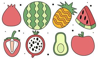 Fruta dibujos animados grande conjunto colección vector