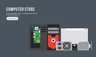 Computer banners logo. Computer store logo vector