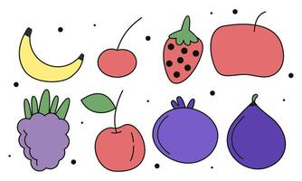 Fruta dibujos animados grande conjunto colección vector