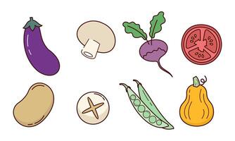 Cute vegetables doodle logo vector