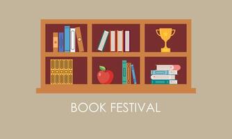 Bookshelf concept illustration for book festival and fair vector