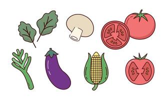 Cute vegetables doodle logo vector