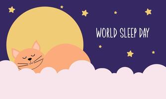 World sleep day. Cute planet Earth sleeping under a blanket on an international holiday vector
