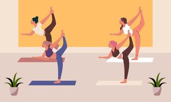 Aerobics class, training, sports activity illustration vector