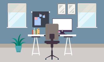 Workplace in sunny room. Stylish and modern interior vector