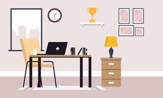 Workplace in sunny room. Stylish and modern interior vector