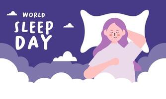 World sleep day. Cute planet Earth sleeping under a blanket on an international holiday vector