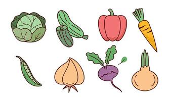 Cute vegetables doodle logo vector