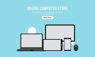 Computer banners logo. Computer store logo vector