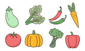 Cute vegetables doodle logo vector