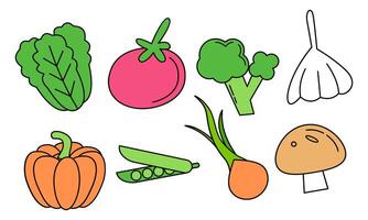 Cute vegetables doodle logo vector