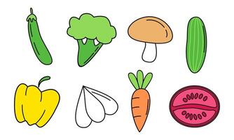 linda vegetales garabatear logo vector