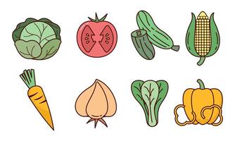 linda vegetales garabatear logo vector