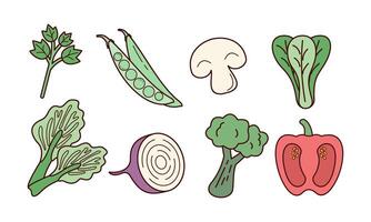 Cute vegetables doodle logo vector