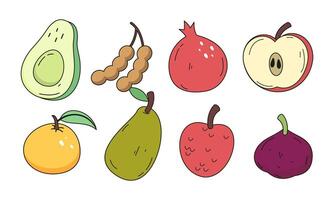 Fruit cartoon big set collection vector