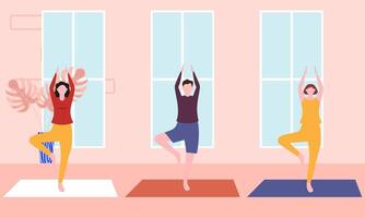 Aerobics class, training, sports activity illustration vector