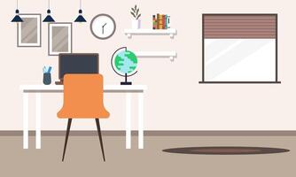 Workplace in sunny room. Stylish and modern interior vector
