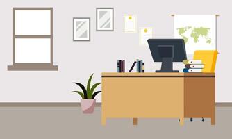 Workplace in sunny room. Stylish and modern interior vector