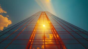 AI generated Sun Shining Through Windows of Tall Building photo